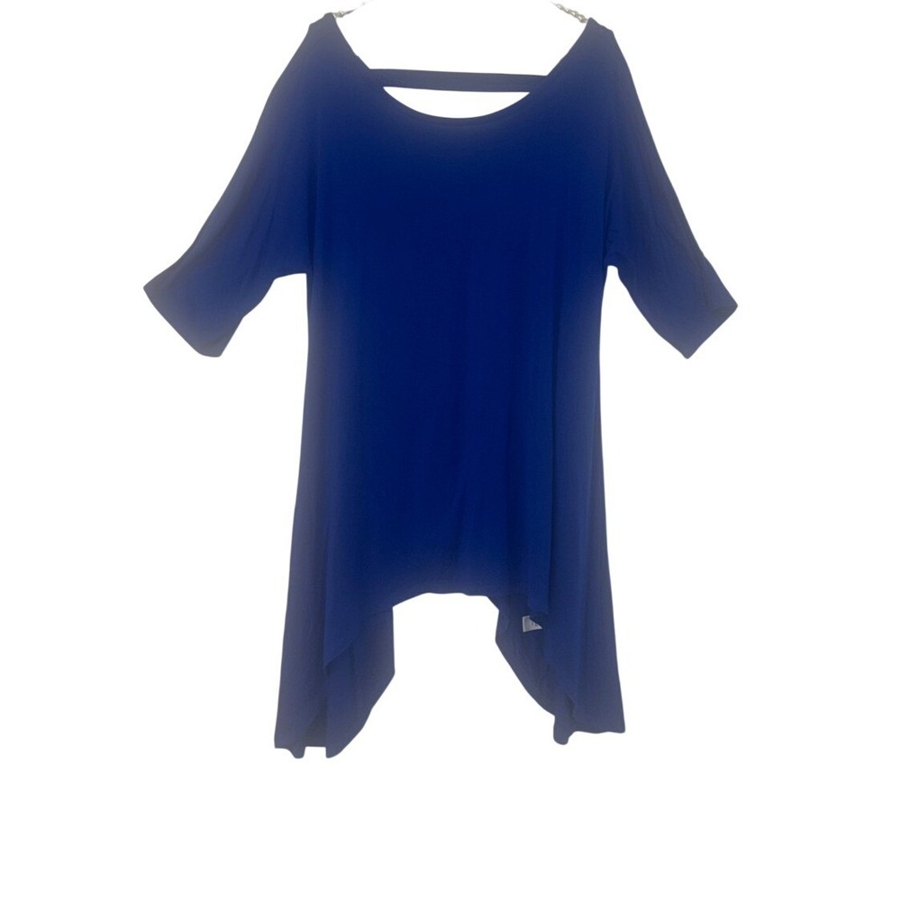 Cable & Gauge Royal Blue Asymmetric Scoop Neck Tunic
